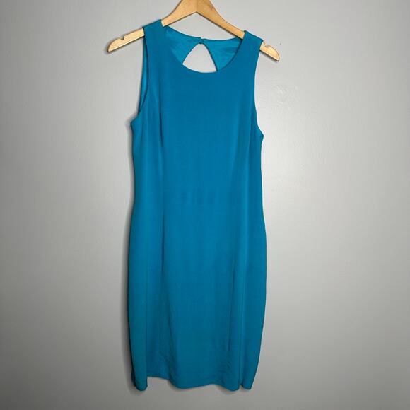 Maggy London‎ Women's Bright Blue Vintage Silk Sleeveless Sheath Dress Size 12 - Picture 1 of 7